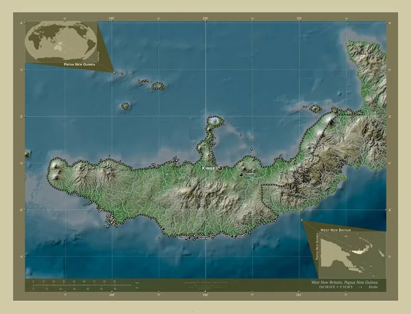 West New Britain Province Papua New Guinea Elevation Map Colored — Fotografia de Stock