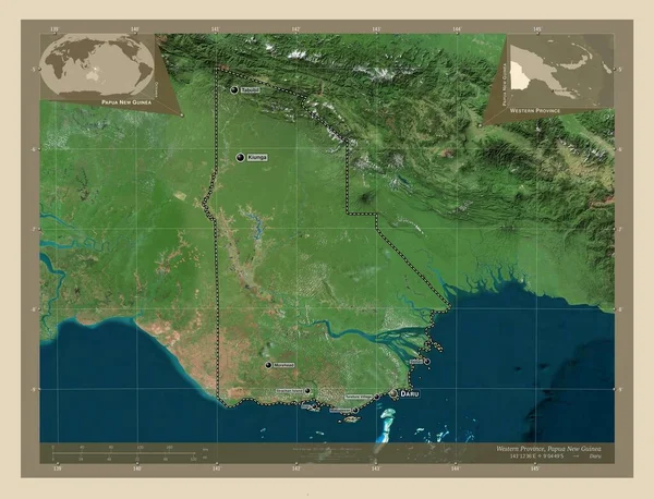 Western Province Province Papua New Guinea High Resolution Satellite Map — Φωτογραφία Αρχείου