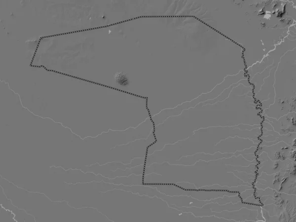 Alto Paraguay Department Paraguay Bilevel Elevation Map Lakes Rivers — Stockfoto