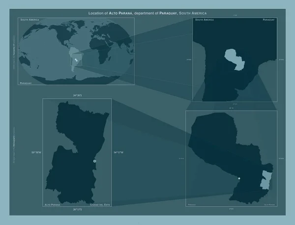 Alto Parana Department Paraguay Diagram Showing Location Region Larger Scale — ストック写真