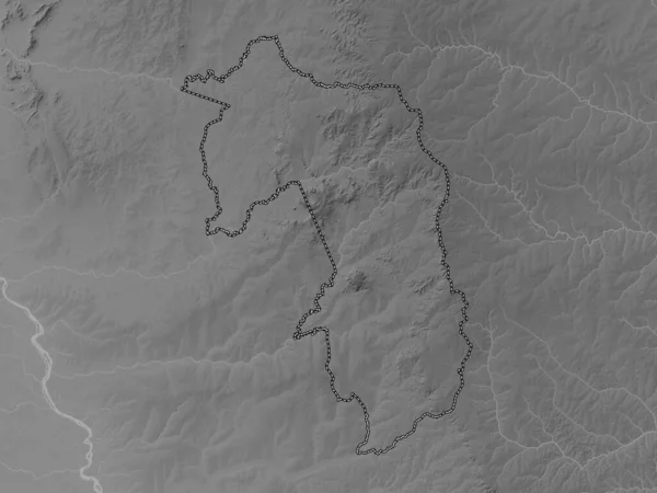 Amambay Department Paraguay Grayscale Elevation Map Lakes Rivers — Stock Photo, Image
