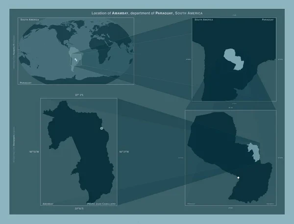 Amambay Department Paraguay Diagram Showing Location Region Larger Scale Maps — Stock fotografie