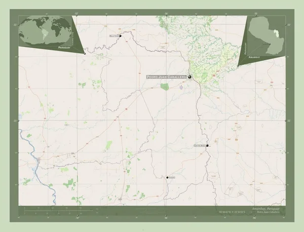 Амамбай Департамент Парагваю Відкрита Карта Вулиць Місця Розташування Назви Великих — стокове фото