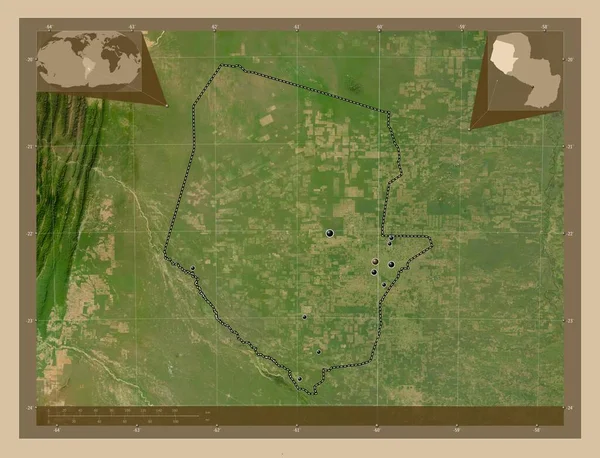 Boqueron Department Paraguay Low Resolution Satellite Map Locations Major Cities — стоковое фото