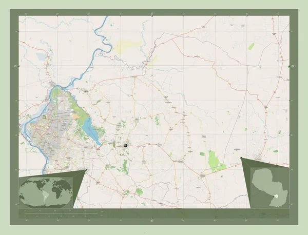 Cordillera Department Paraguay Open Street Map Corner Auxiliary Location Maps — Stock Photo, Image