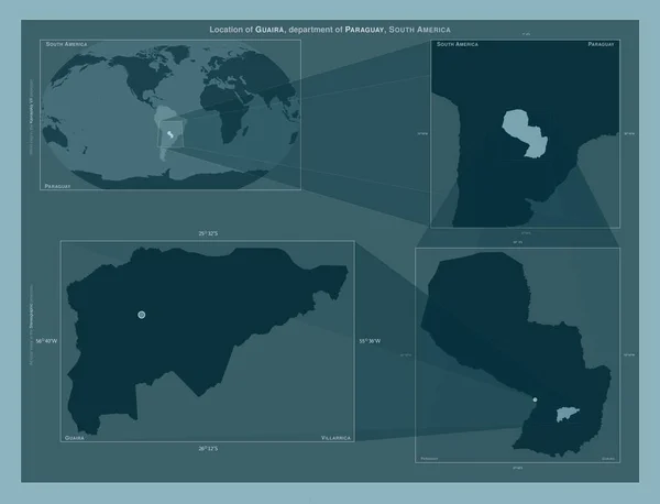 Guaira Department Paraguay Diagram Showing Location Region Larger Scale Maps — Foto de Stock