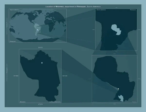 Misiones Department Paraguay Diagram Showing Location Region Larger Scale Maps — ストック写真