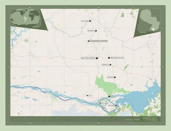 Місьйонес Відділ Парагваю Відкрита Карта Вулиць Місця Розташування Назви Великих — стокове фото