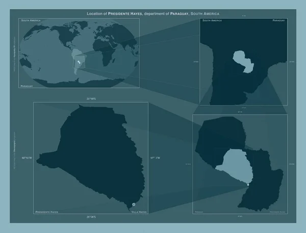 Presidente Hayes Department Paraguay Diagram Showing Location Region Larger Scale — ストック写真