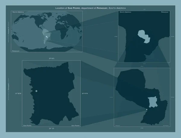 San Pedro Department Paraguay Diagram Showing Location Region Larger Scale —  Fotos de Stock