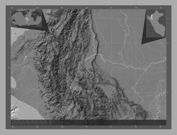 Amazonas Region Peru Bilevel Elevation Map Lakes Rivers Corner Auxiliary — Φωτογραφία Αρχείου