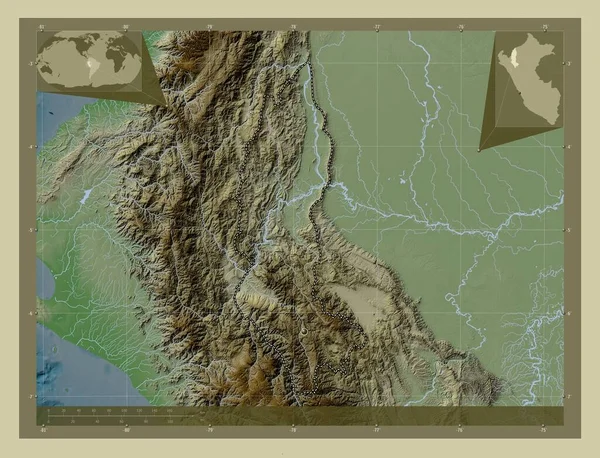Amazonas Region Peru Elevation Map Colored Wiki Style Lakes Rivers — Stok fotoğraf