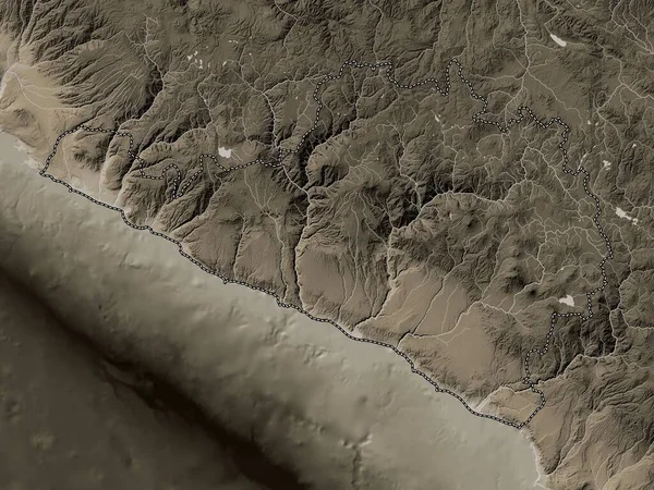 Arequipa Region Peru Elevation Map Colored Sepia Tones Lakes Rivers — Stockfoto