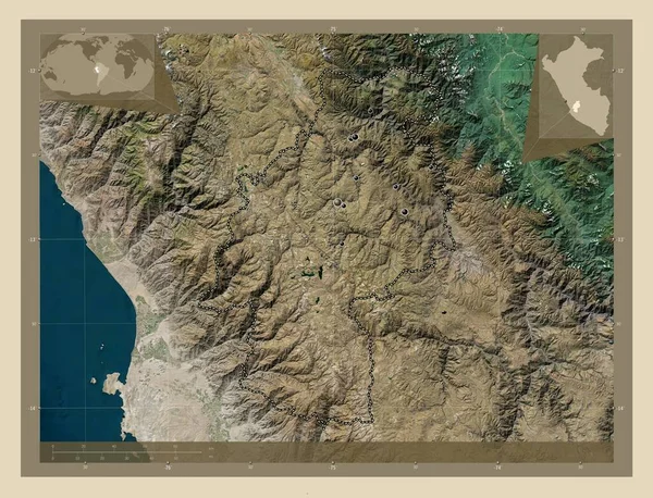 Huancavelica Region Peru High Resolution Satellite Map Locations Major Cities — 图库照片