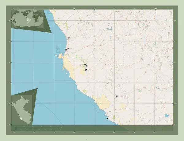 Ica Region Peru Open Street Map Locations Major Cities Region — Stock Photo, Image