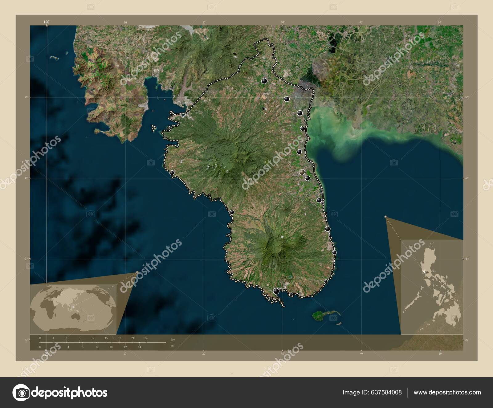 Bataan Province Philippines High Resolution Satellite Map Locations ...
