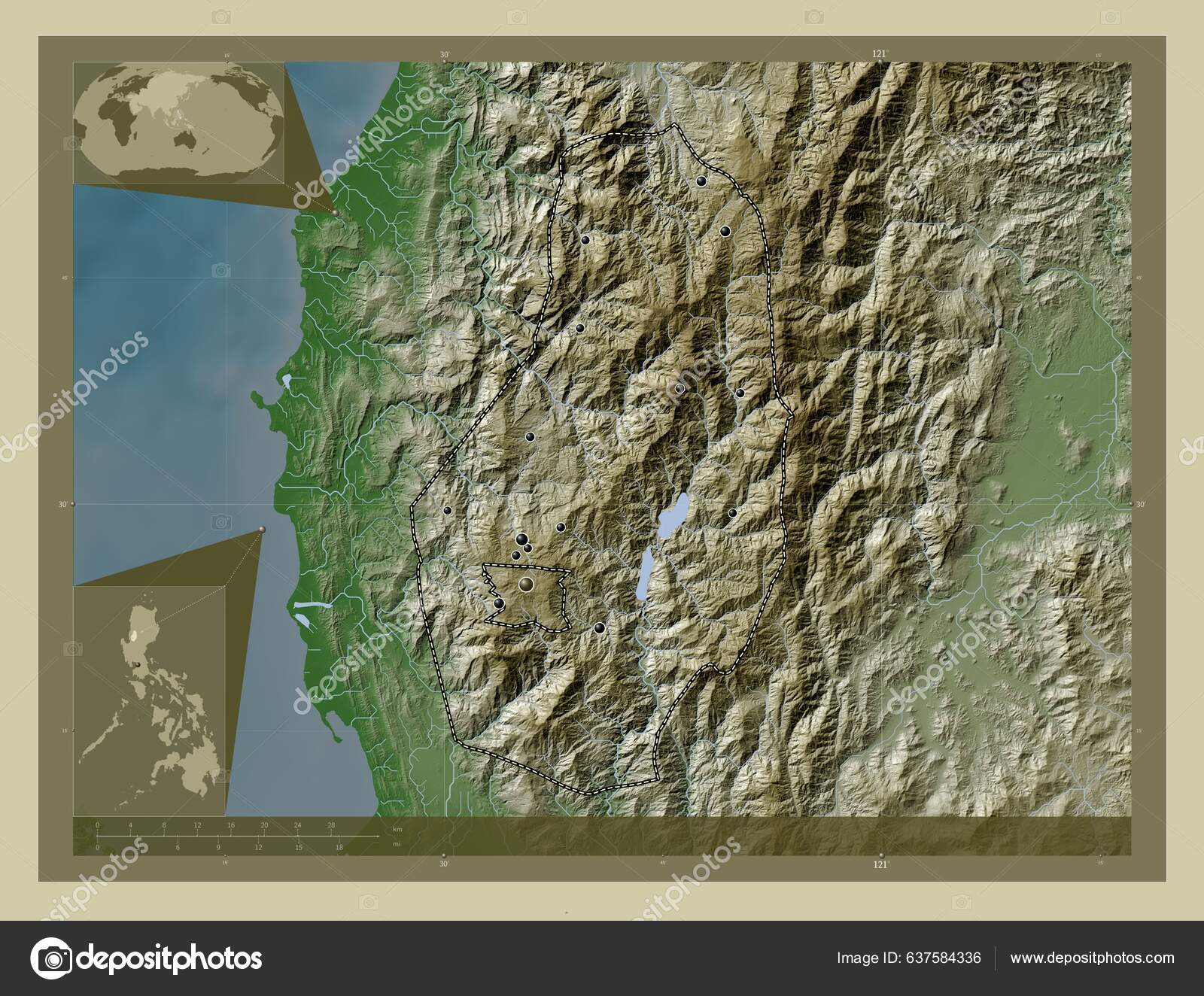 Benguet Province Philippines Elevation Map Colored Wiki Style Lakes ...