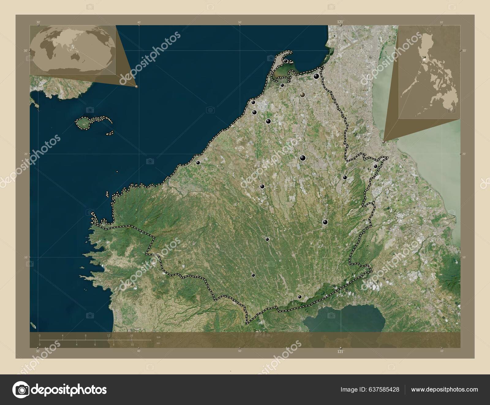 Cavite Province Philippines High Resolution Satellite Map Locations ...