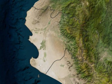 Piura, region of Peru. Low resolution satellite map