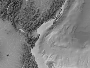 Aurora, province of Philippines. Grayscale elevation map with lakes and rivers