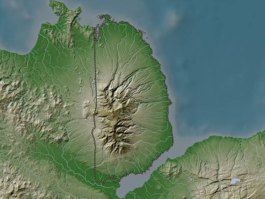 Misamis Occidental, province of Philippines. Elevation map colored in wiki style with lakes and rivers