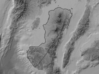 Negros Occidental, province of Philippines. Grayscale elevation map with lakes and rivers