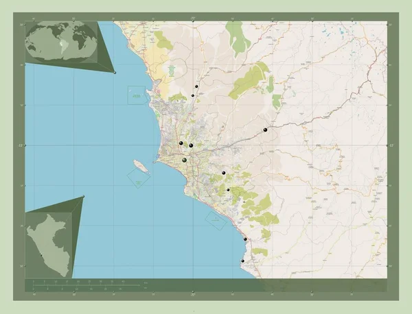 Lima Province Province Peru Open Street Map Locations Major Cities — Foto de Stock