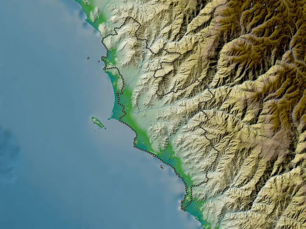 Lima Province Province Peru Colored Elevation Map Lakes Rivers — Stockfoto