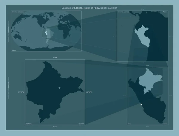 Loreto Region Peru Diagram Showing Location Region Larger Scale Maps — Stok fotoğraf