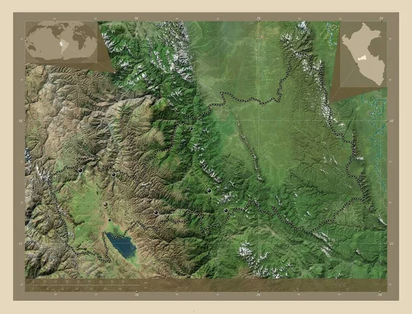 Паско Перу Супутникова Карта Високої Роздільної Здатності Розташування Великих Міст — стокове фото