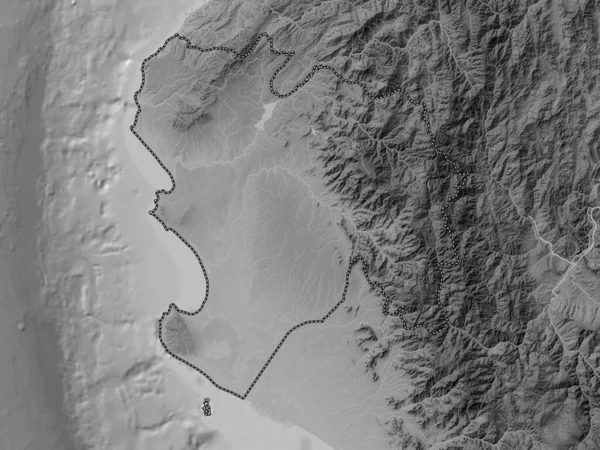 Piura Region Peru Grayscale Elevation Map Lakes Rivers —  Fotos de Stock