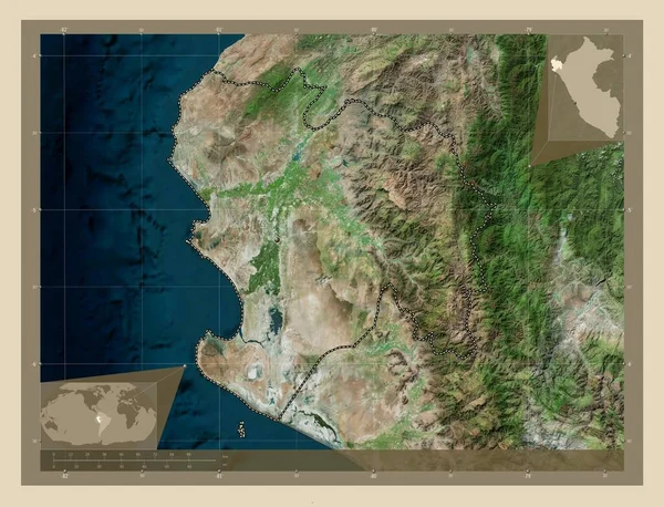 Piura Region Peru High Resolution Satellite Map Corner Auxiliary Location — Stock Photo, Image