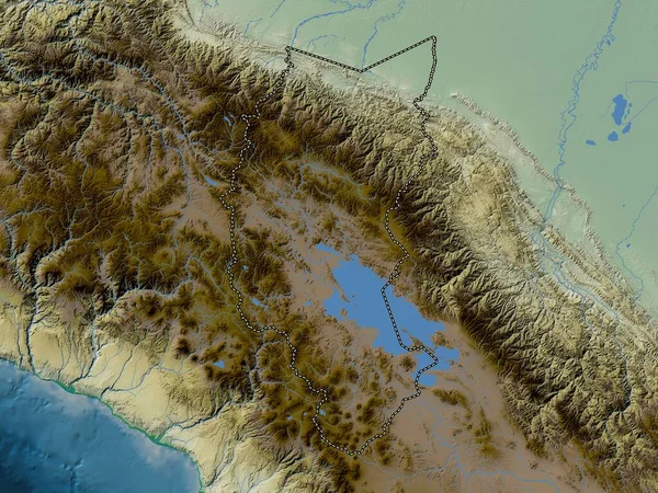 Puno Region Peru Colored Elevation Map Lakes Rivers — Stock Photo, Image