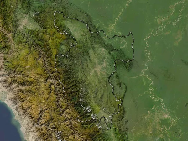 San Martin Region Peru Low Resolution Satellite Map — Stock Photo, Image
