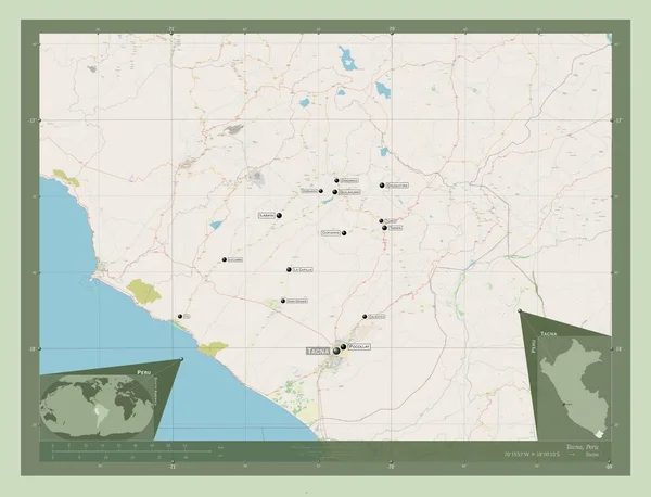 Tacna Region Peru Open Street Map Locations Names Major Cities — Stock Photo, Image