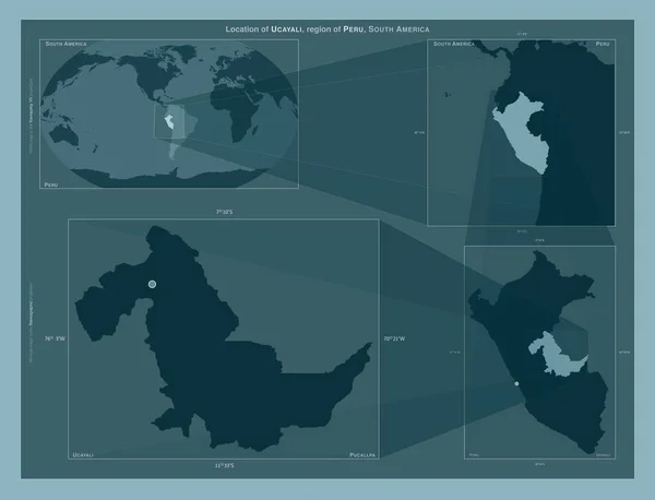 Ucayali Region Peru Diagram Showing Location Region Larger Scale Maps — Stockfoto