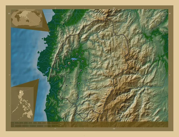 Abra Province Philippines Colored Elevation Map Lakes Rivers Locations Major — Foto de Stock