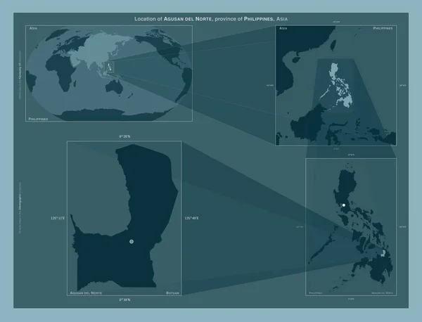 Agusan Del Norte Province Philippines Diagram Showing Location Region Larger — стоковое фото