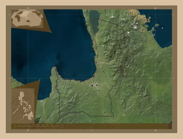 Agusan Del Norte Province Philippines Low Resolution Satellite Map Locations —  Fotos de Stock
