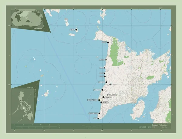 Antique Province Philippines Open Street Map Locations Names Major Cities — Foto de Stock