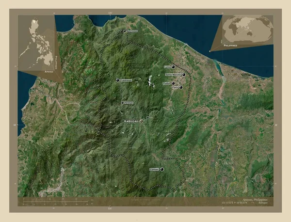 Apayao Province Philippines High Resolution Satellite Map Locations Names Major — Foto de Stock