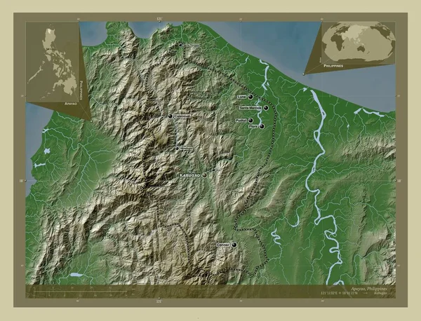 Apayao Province Philippines Elevation Map Colored Wiki Style Lakes Rivers — Stock Photo, Image