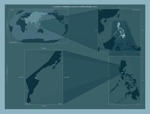 Aurora Province Philippines Diagram Showing Location Region Larger Scale Maps — Stockfoto