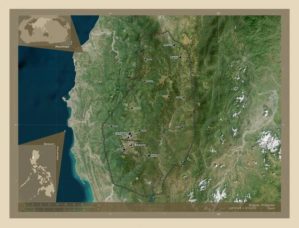 Benguet Province Philippines High Resolution Satellite Map Locations Names Major — Φωτογραφία Αρχείου