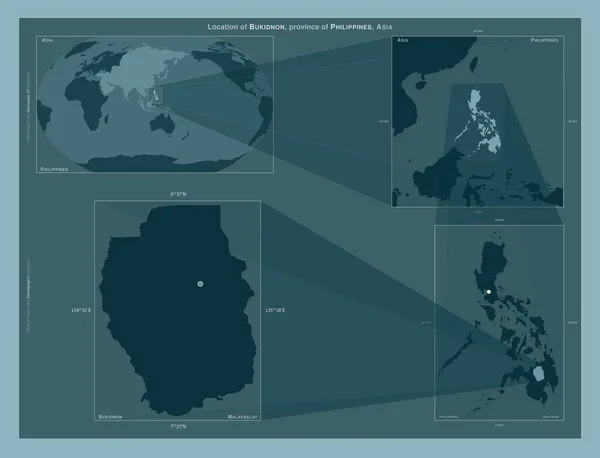 Bukidnon Province Philippines Diagram Showing Location Region Larger Scale Maps — Fotografia de Stock