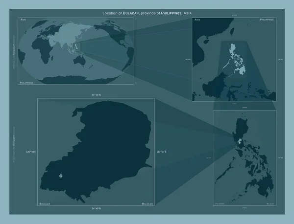 Bulacan Province Philippines Diagram Showing Location Region Larger Scale Maps —  Fotos de Stock