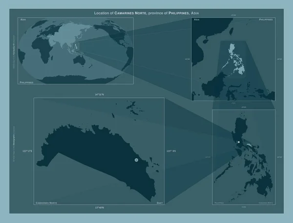 Camarines Norte Province Philippines Diagram Showing Location Region Larger Scale — стоковое фото