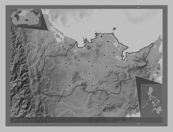Capiz Province Philippines Grayscale Elevation Map Lakes Rivers Locations Major — Stock fotografie