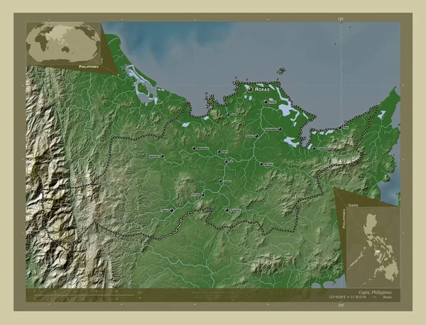Capiz Province Philippines Elevation Map Colored Wiki Style Lakes Rivers — Stockfoto