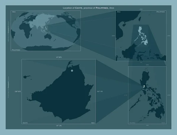 Cavite Province Philippines Diagram Showing Location Region Larger Scale Maps — Stock fotografie